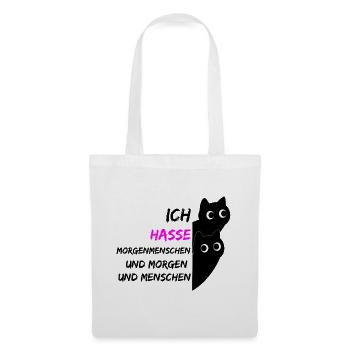 ICH HASSE MORGENMENSCHEN UND MORGEN UND MENSCHEN - Stoffbeutel - Weiß - Vorne