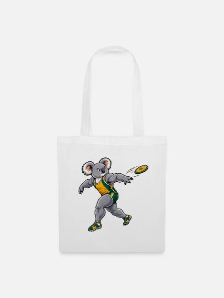 Koala beim Diskuswurf – Leichtathletik - Stoffbeutel - Weiß