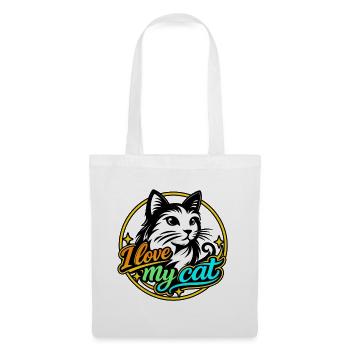 I Love My Cat Neon – Katzendesign-Damenkleidung - Stoffbeutel - Weiß - Vorne