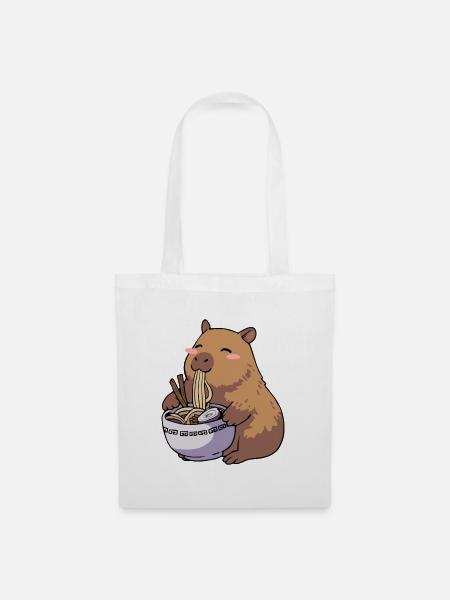 Kawaii Capybara Ramen essen - Stoffbeutel - Weiß