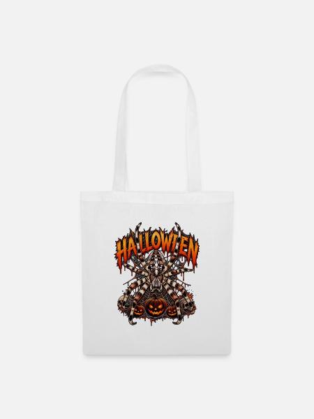 Halloween Spinnenpumpkin Webkunst - Stoffbeutel - Weiß