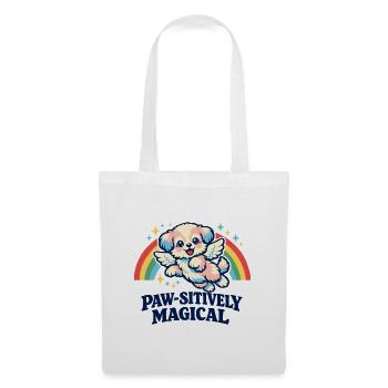 Paw-sitiv magischer Kawaii-Engelhund-Regenbogen - Stoffbeutel - Weiß - Vorne