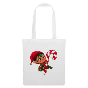 Zuckerstangen-Elfen-Weihnachtsfreude - Stoffbeutel - Weiß - Vorne