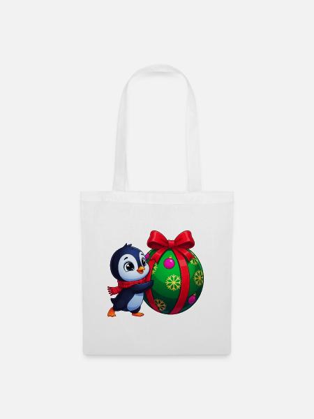 Pinguin-Weihnachtsschmuck - Stoffbeutel - Weiß