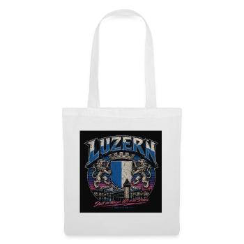 Luzern Crest: Löwen & See Panorama - Stoffbeutel - Weiß - Vorne