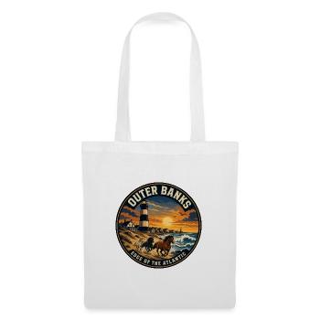 Outer Banks Wild Horses Retro Leuchtturmabzeichen - Stoffbeutel - Weiß - Vorne