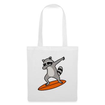 Waschbär Surf-Charme - Stoffbeutel - Weiß - Vorne