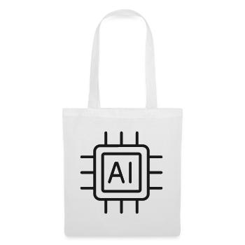 KI-Mikrochip-Liniensymbol - Stoffbeutel - Weiß - Vorne