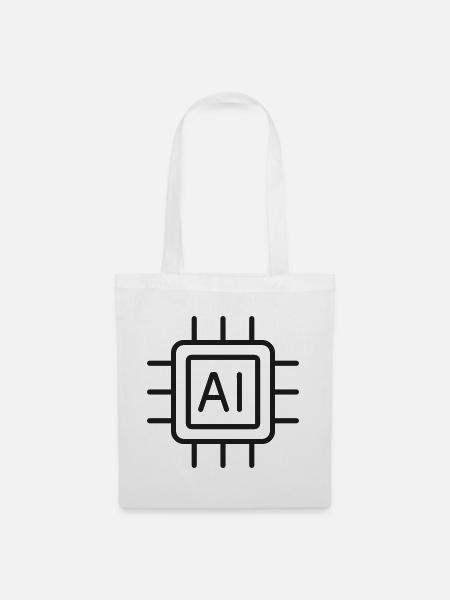 KI-Mikrochip-Liniensymbol - Stoffbeutel - Weiß