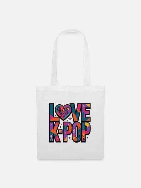 LOVE K-POP Geometrisch - Stoffbeutel - Weiß