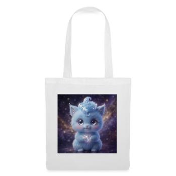 Cute fluffy blue fantasy creature holding a magic  - Stoffbeutel - Weiß - Vorne