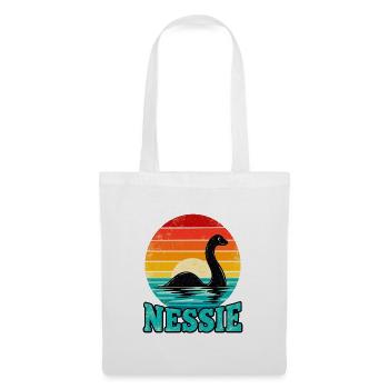 Nessie Loch Ness Sonnenuntergangsillustration - Stoffbeutel - Weiß - Vorne