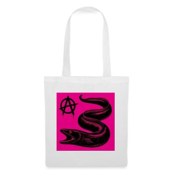 Anarchischer schwarzer Aal auf Neonpink - Stoffbeutel - Weiß - Vorne
