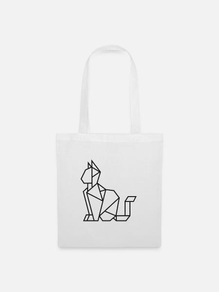 Polygon Cat – Minimalistisches Origami Design - Stoffbeutel - Weiß
