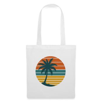 Retro Sunset – Palme & Sonne 70er Jahre T-Shirt - Stoffbeutel - Weiß - Vorne