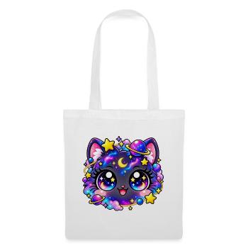 Sternenpastell-Galaktische Katze - Stoffbeutel - Weiß - Vorne