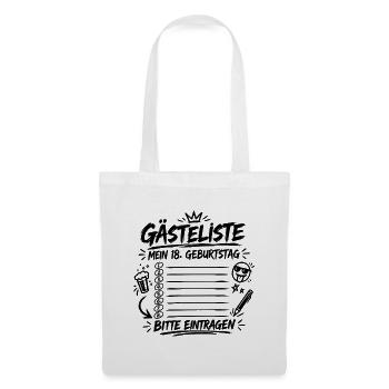 Gästeliste 18. Geburtstag – Party Geschenk - Stoffbeutel - Weiß - Vorne