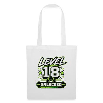 Level 18 Unlocked – Gamer Geburtstagsgeschenk - Stoffbeutel - Weiß - Vorne