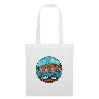 Abzeichen der Stadtmauern der Adriatischen See Dubrovnik, Kroatien - Stoffbeutel - Weiß - Vorne