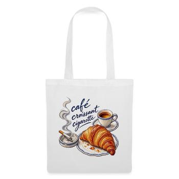 Café Croissant - Stoffbeutel - Weiß - Vorne