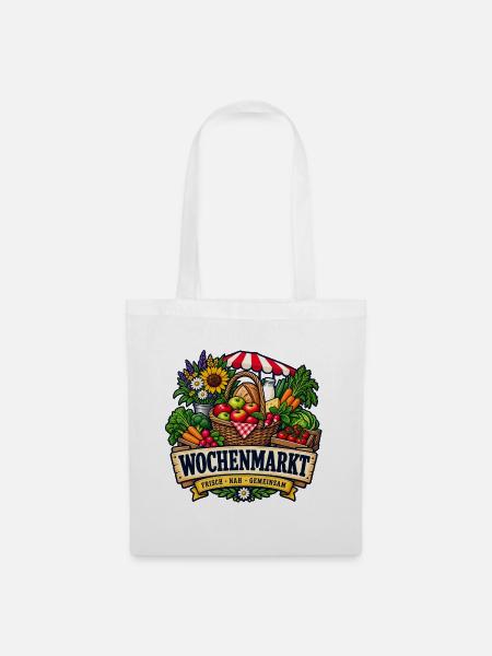 Wochenmarkt – Frisch nah gemeinsam - Stoffbeutel - Weiß
