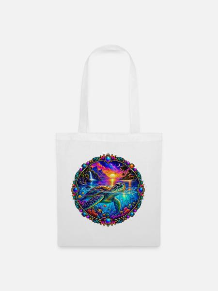 Kosmische Schildkröte Kristalle - Stoffbeutel - Weiß