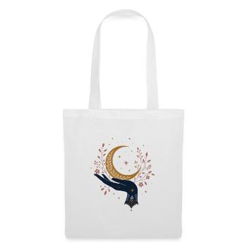 Himmlische Hand mit Mond – Celestial Dark Academia - Stoffbeutel - Weiß - Vorne