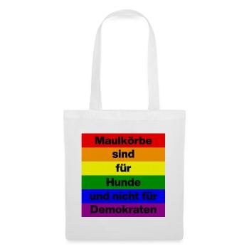 PRO MEINUNGSFREIHEIT, MAULKÖRBE SIND FÜR HUNDE - Stoffbeutel - Weiß - Vorne