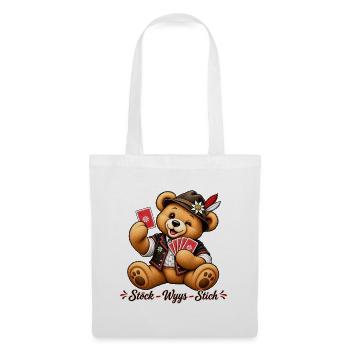 Für Jasserinnen & Jasser - Teddy Stöck Wyys Stich - Stoffbeutel - Weiß - Vorne