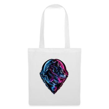 Neon Wolf Mond Geometrie - Stoffbeutel - Weiß - Vorne