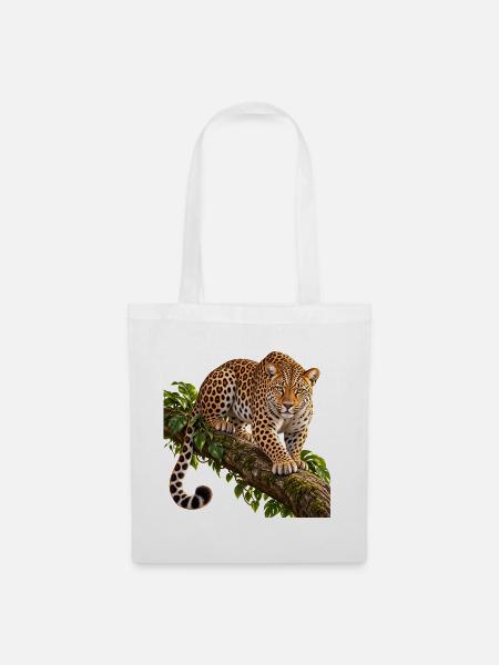 Leopard Realistisch – Wildnis und Stärke - Stoffbeutel - Weiß