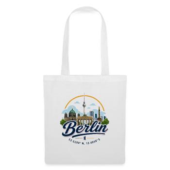 Berlin - Germany - Berliner Bär - Koordinaten - Stoffbeutel - Weiß - Vorne