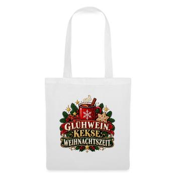 Glühwein Kekse Weihnachtszeit – Winterdesign - Stoffbeutel - Weiß - Vorne