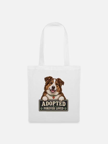 Braunweißer Hund Adoption – Forever Loved - Stoffbeutel - Weiß