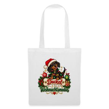 Dackel im Weihnachtsmodus - Stoffbeutel - Weiß - Vorne