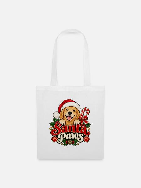 Santa Paws – Weihnachtsgeschenk für Hundefans - Stoffbeutel - Weiß