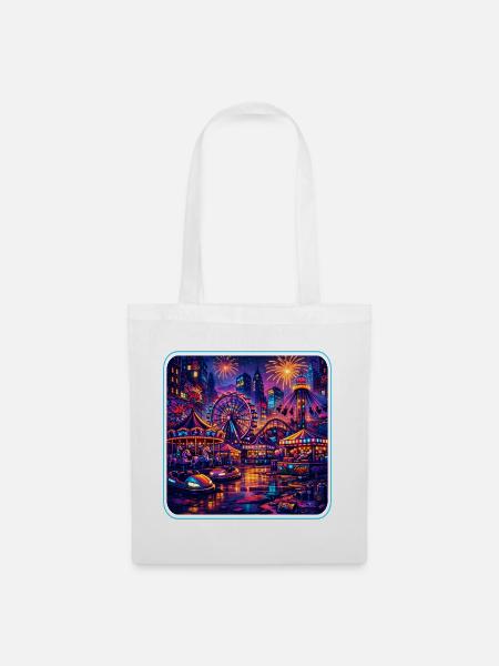  Freizeitpark Jahrmarkt Rummelplatz Vaporwave - Stoffbeutel - Weiß