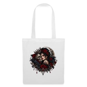 Crimson Raven Queen – Gothic Skull & Red Rose Dark - Stoffbeutel - Weiß - Vorne