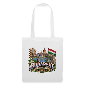 Budapest – Donau, Parlament & Ungarn - Stoffbeutel - Weiß - Vorne