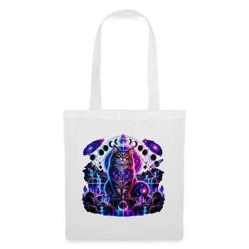 Kosmische Katze – Mystisches Galaxie Design - Stoffbeutel - Weiß - Vorne