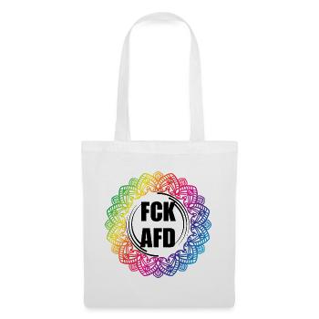 FCK AFD Regenbogen Mandala - Bunt statt Braun - Stoffbeutel - Weiß - Vorne