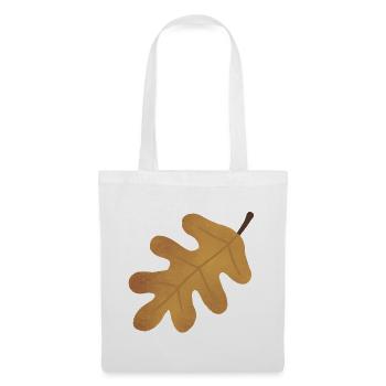 Herbst-Eichenblatt-Silhouette - Stoffbeutel - Weiß - Vorne