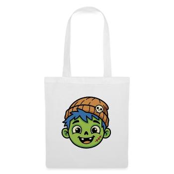 Cartoon-Zombie-Junge mit blauen Haaren und Mütze - Stoffbeutel - Weiß - Vorne
