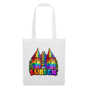 Lübeck Regenbogen Holstentor - Stoffbeutel - Weiß - Vorne