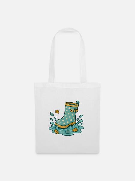 Rain Boot Splash – Cosy Rain Day - Stoffbeutel - Weiß