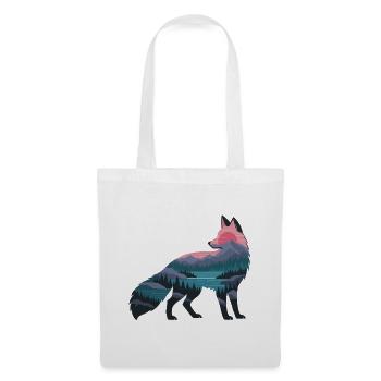 Wolfsilhouette mit Naturpanorama - Stoffbeutel - Weiß - Vorne