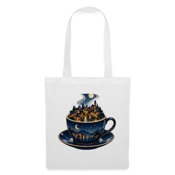 Mondbeschienene Stadtlandschaft Teetasse - Stoffbeutel - Weiß - Vorne