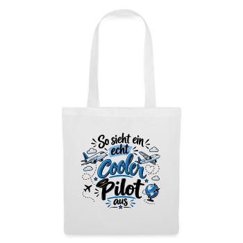 So sieht ein echt cooler Pilot aus - Flugzeug - Stoffbeutel - Weiß - Vorne
