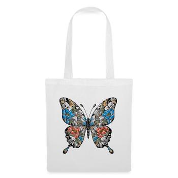 Blüten Schmetterling Blattwerk - Stoffbeutel - Weiß - Vorne