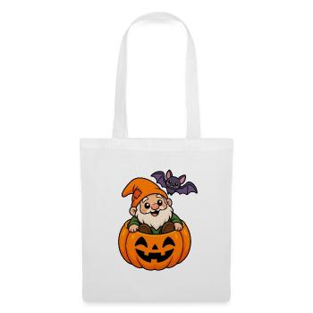 Kuscheliger Gnom im Kürbis Halloween - Stoffbeutel - Weiß - Vorne